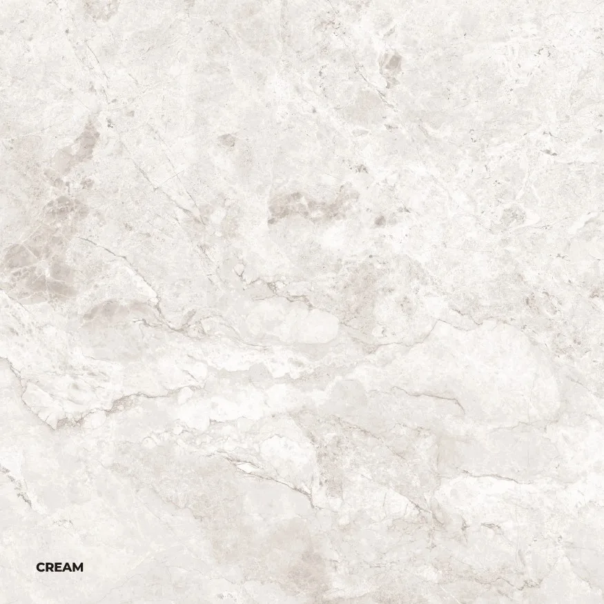 Dreamy Cream marble-look porcelain tile with soft cream tones and natural stone veining