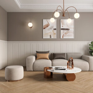 Boiserie Etereo White wall tile inspired by traditional French wall panelling