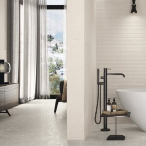 Caprice Almond matt textured wall tile 600x1200mm with warm natural textile-inspired finish