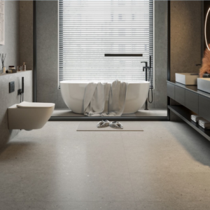 Luna Stone Grey matt stone-look porcelain tile 600x600mm with subtle speckled texture
