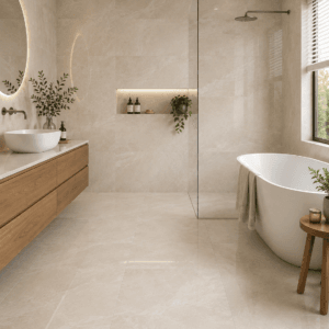London Ivory 600x600mm polished marble-look porcelain tile