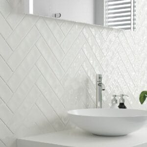 Maui White Gloss 75x300mm ceramic subway wall tile