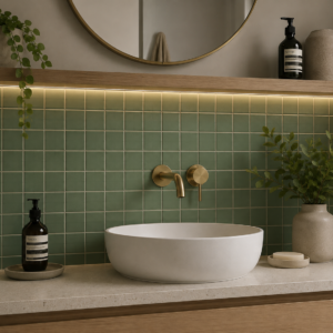 SUKI Green 48x48mm full body porcelain mosaic tile mesh mounted sheet