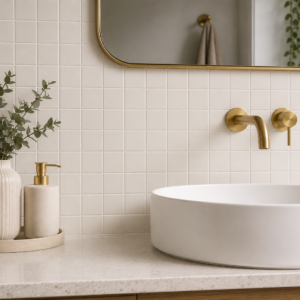 Suki full body porcelain mosaic tile 4.8x4.8cm antislip mounted on 30.6x30.6cm sheet