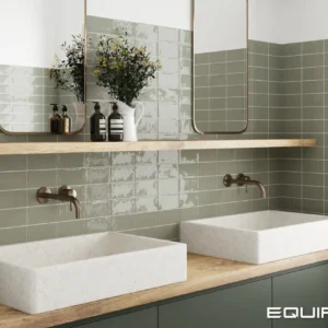 Masia Olive 75x150mm olive green gloss subway wall tile