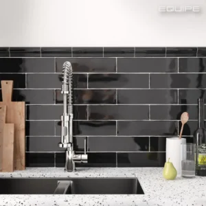 Masia Nero 75x300mm black gloss subway wall tile